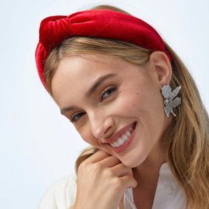 LELE SADOUGHI Cherry Red Velvet Knotted Headband New